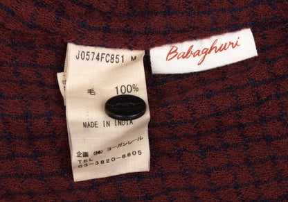 JURGEN LEHL Babaghuri Wool Grid Check Hooded Red Blue Coat Size M