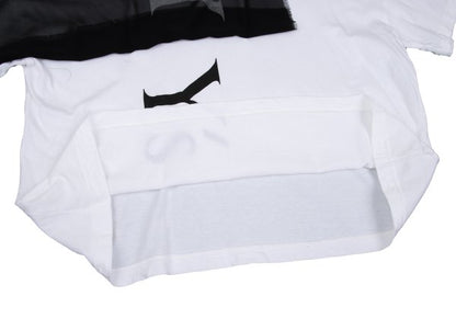 Y's Mixed Material Logo Print T-Shirt White Black Size 2