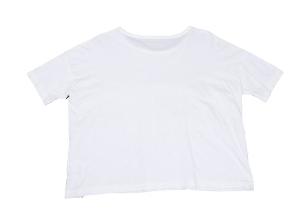 Y's Mixed Material Logo Print T-Shirt White Black Size 2