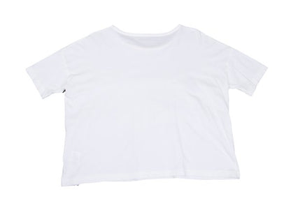 Y's Mixed Material Logo Print T-Shirt White Black Size 2