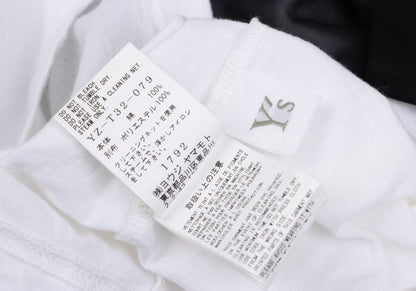 Y's Mixed Material Logo Print T-Shirt White Black Size 2