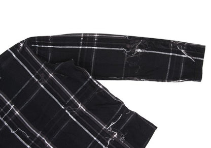 Y's Black Frayed Check Print Long Sleeve Tee Size 2