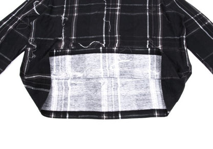 Y's Black Frayed Check Print Long Sleeve Tee Size 2