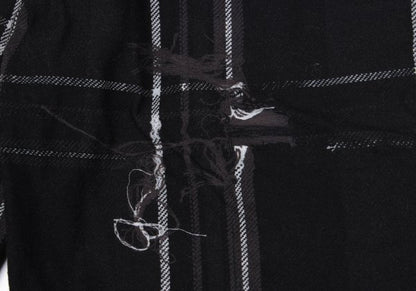 Y's Black Frayed Check Print Long Sleeve Tee Size 2