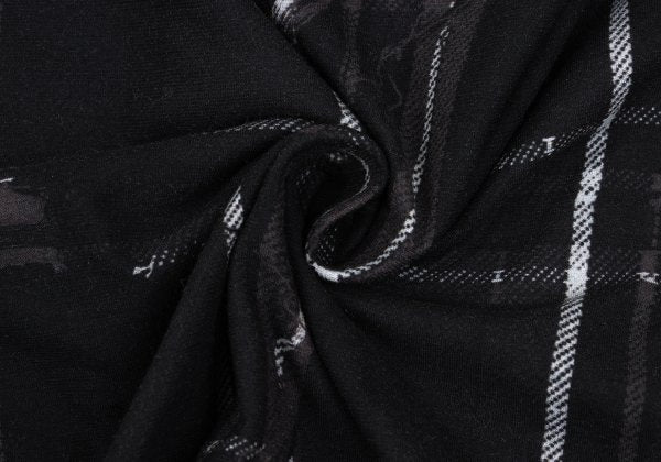 Y's Black Frayed Check Print Long Sleeve Tee Size 2