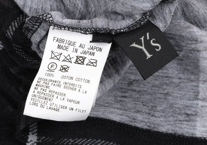 Y's Black Frayed Check Print Long Sleeve Tee Size 2