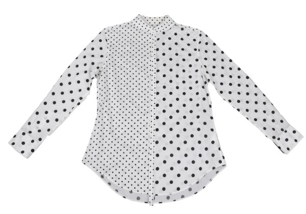 Y's Cotton Dot Print Round Collar Blouse White/Black Size 2