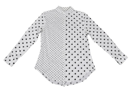 Y's Cotton Dot Print Round Collar Blouse White/Black Size 2