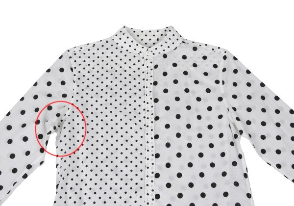 Y's Cotton Dot Print Round Collar Blouse White/Black Size 2