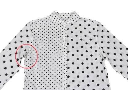 Y's Cotton Dot Print Round Collar Blouse White/Black Size 2