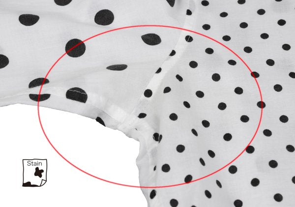 Y's Cotton Dot Print Round Collar Blouse White/Black Size 2
