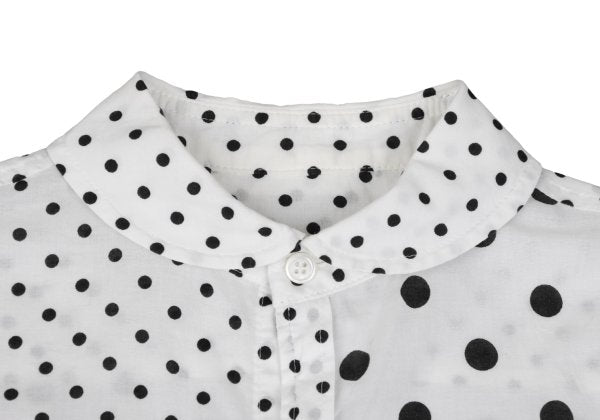 Y's Cotton Dot Print Round Collar Blouse White/Black Size 2
