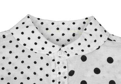 Y's Cotton Dot Print Round Collar Blouse White/Black Size 2