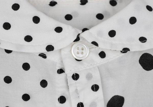 Y's Cotton Dot Print Round Collar Blouse White/Black Size 2