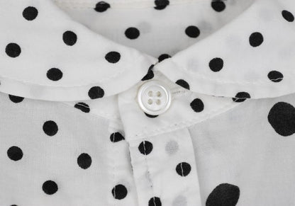 Y's Cotton Dot Print Round Collar Blouse White/Black Size 2