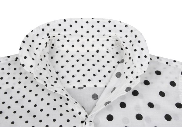 Y's Cotton Dot Print Round Collar Blouse White/Black Size 2