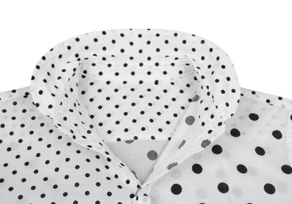 Y's Cotton Dot Print Round Collar Blouse White/Black Size 2