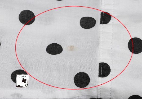 Y's Cotton Dot Print Round Collar Blouse White/Black Size 2