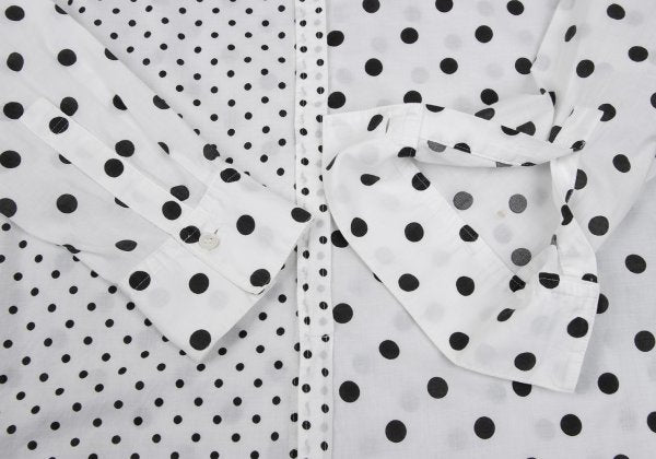 Y's Cotton Dot Print Round Collar Blouse White/Black Size 2