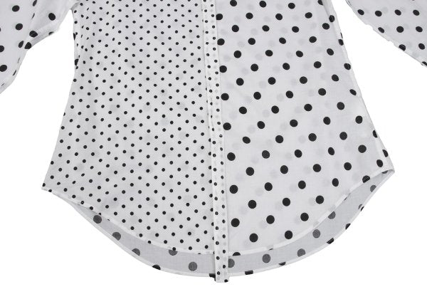 Y's Cotton Dot Print Round Collar Blouse White/Black Size 2