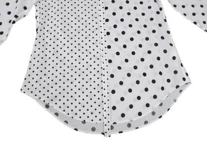 Y's Cotton Dot Print Round Collar Blouse White/Black Size 2