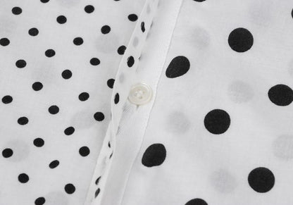 Y's Cotton Dot Print Round Collar Blouse White/Black Size 2