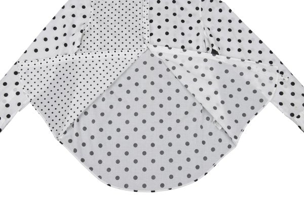 Y's Cotton Dot Print Round Collar Blouse White/Black Size 2