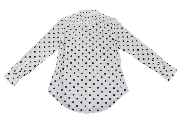 Y's Cotton Dot Print Round Collar Blouse White/Black Size 2
