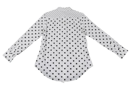Y's Cotton Dot Print Round Collar Blouse White/Black Size 2