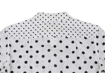 Y's Cotton Dot Print Round Collar Blouse White/Black Size 2