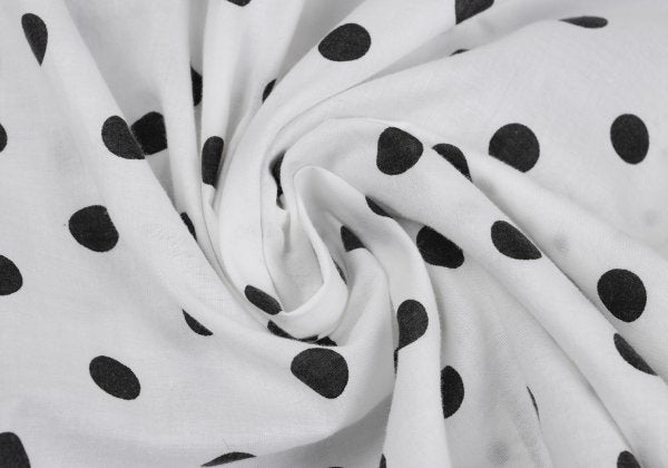 Y's Cotton Dot Print Round Collar Blouse White/Black Size 2