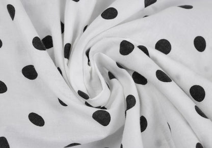 Y's Cotton Dot Print Round Collar Blouse White/Black Size 2