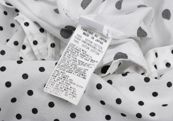 Y's Cotton Dot Print Round Collar Blouse White/Black Size 2