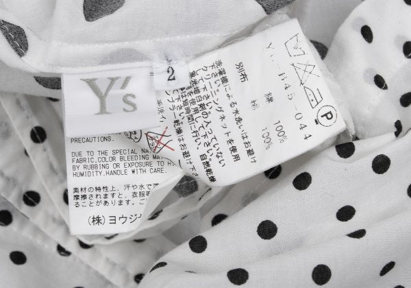 Y's Cotton Dot Print Round Collar Blouse White/Black Size 2