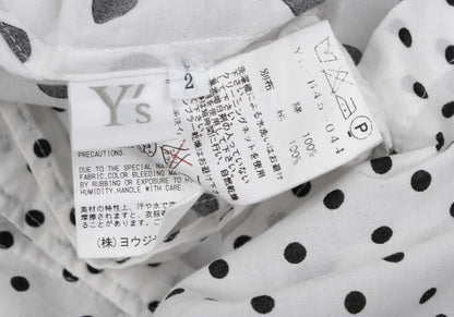 Y's Cotton Dot Print Round Collar Blouse White/Black Size 2