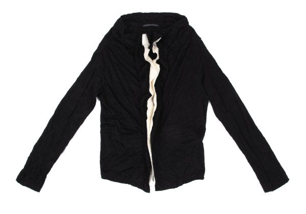 Y's Black Washer-Processed Wool Cardigan Size 2