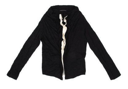 Y's Black Washer-Processed Wool Cardigan Size 2