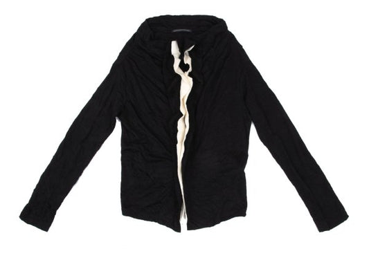 Y's Black Washer-Processed Wool Cardigan Size 2