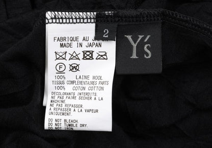 Y's Black Washer-Processed Wool Cardigan Size 2