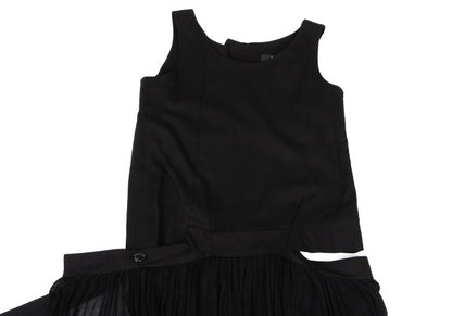 Y's Pleated Wrap Design Sleeveless Dress Black Size 1