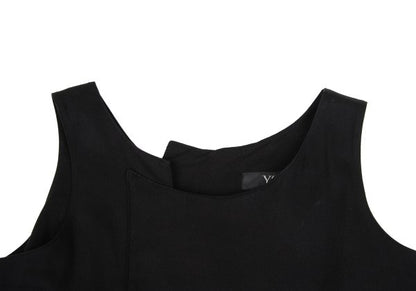 Y's Pleated Wrap Design Sleeveless Dress Black Size 1