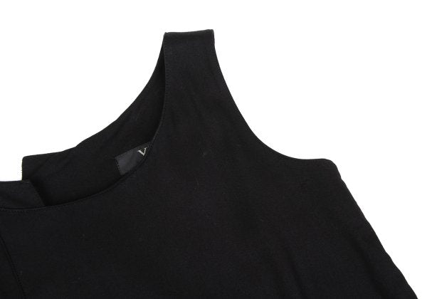 Y's Pleated Wrap Design Sleeveless Dress Black Size 1