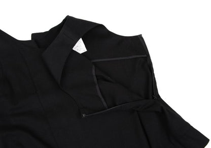 Y's Pleated Wrap Design Sleeveless Dress Black Size 1