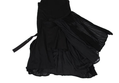 Y's Pleated Wrap Design Sleeveless Dress Black Size 1