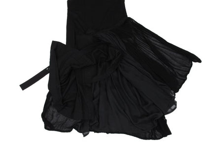 Y's Pleated Wrap Design Sleeveless Dress Black Size 1