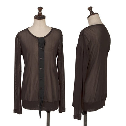 Yohji Yamamoto FEMME Mixed Material Cardigan Brown Size 2