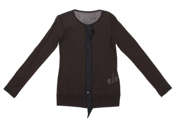 Yohji Yamamoto FEMME Mixed Material Cardigan Brown Size 2