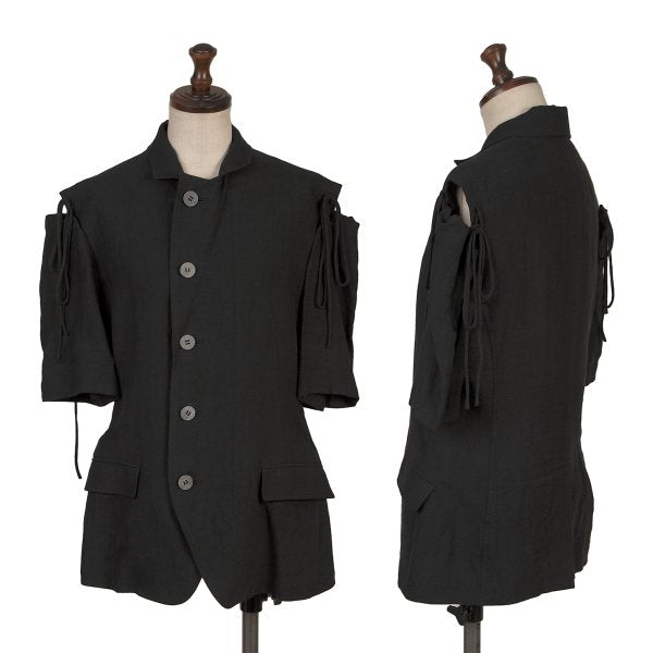 Yohji Yamamoto FEMME Linen Open Shoulder Jacket Black Size 1