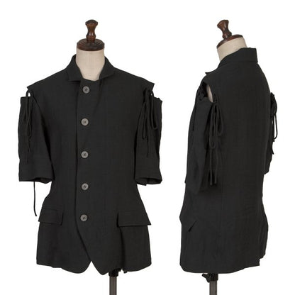 Yohji Yamamoto FEMME Linen Open Shoulder Jacket Black Size 1