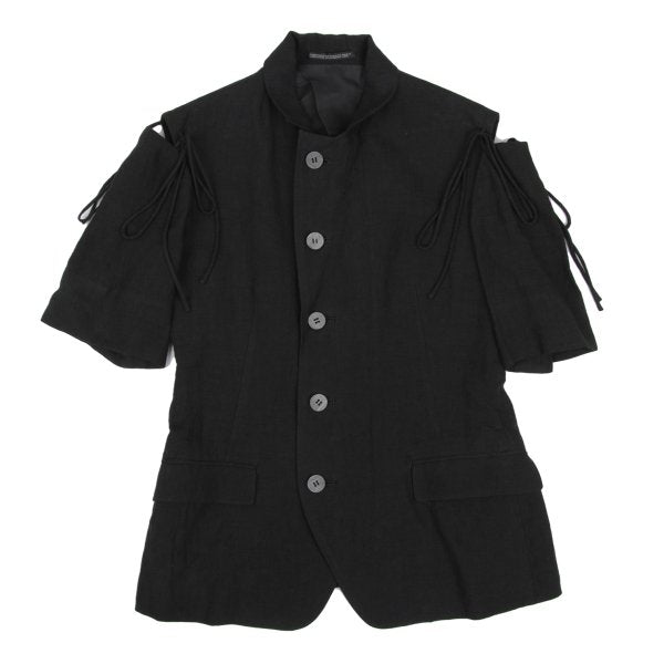 Yohji Yamamoto FEMME Linen Open Shoulder Jacket Black Size 1